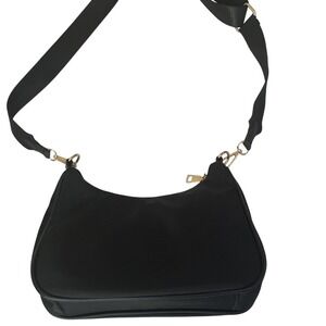 Small‎ Black Crossbody Shoulder Purse Adjustable Detachable Strap Gold Hardware
